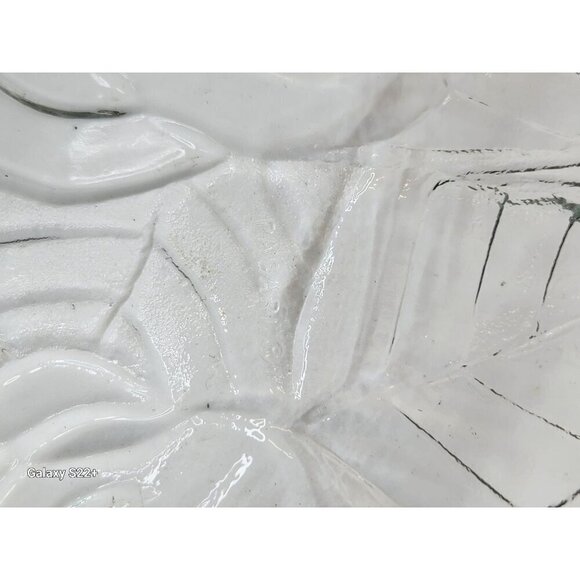 Vintage Glass Rose Pattern Chip and Dip Bowl Set Rose Embossed 9” Serving Bowl - Picture 6 of 11